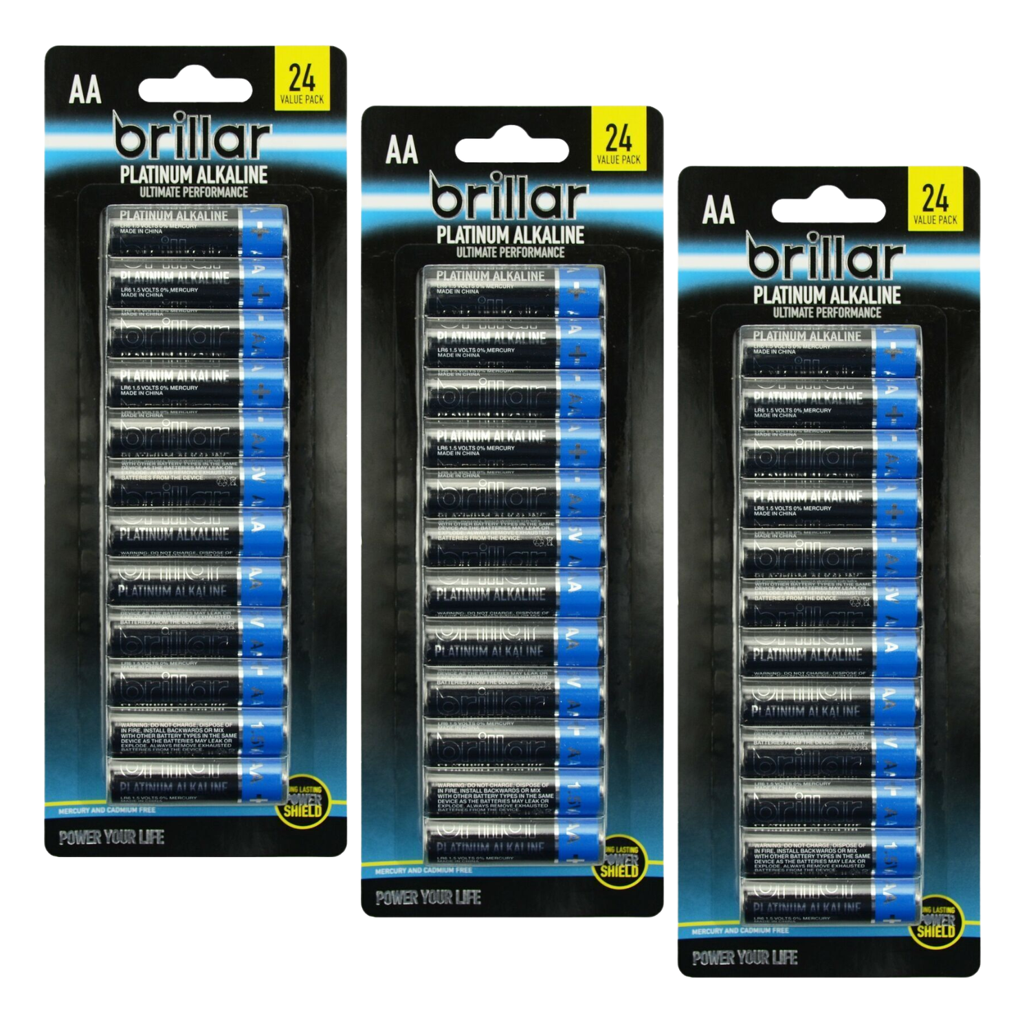 Brillar Platinum AA Alkaline Batteries – 72-Pack Long-Lasting Power Suppl