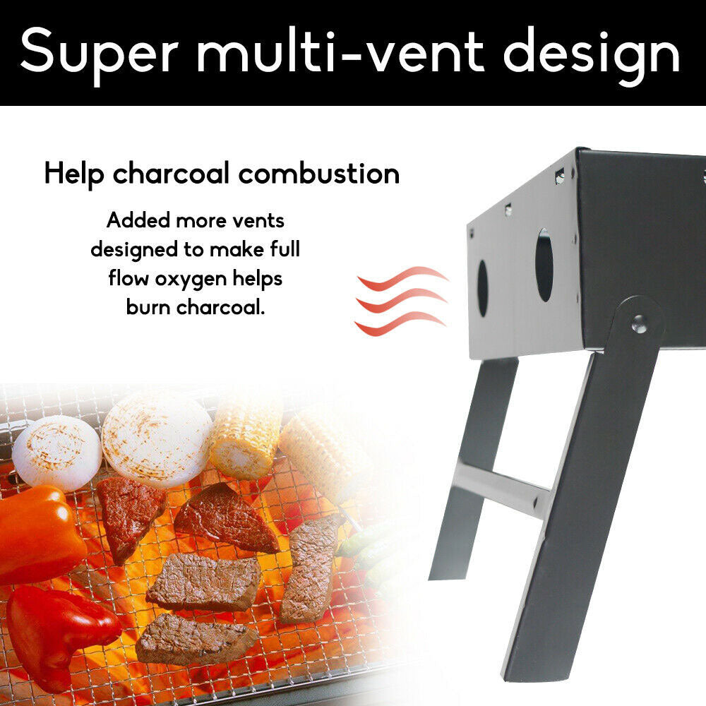 Foldable Hibachi Charcoal BBQ Grill, Flat-Pack, Black