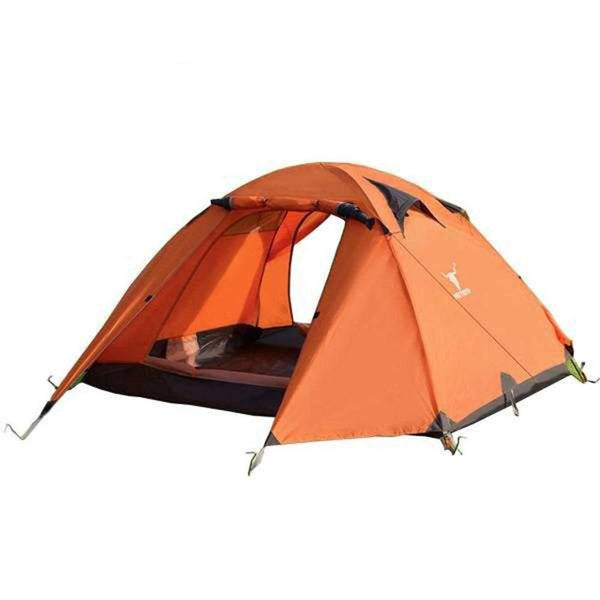 2 Person Lightweight Hiking Tent, Dual Door with Aluminium Poles, Orange