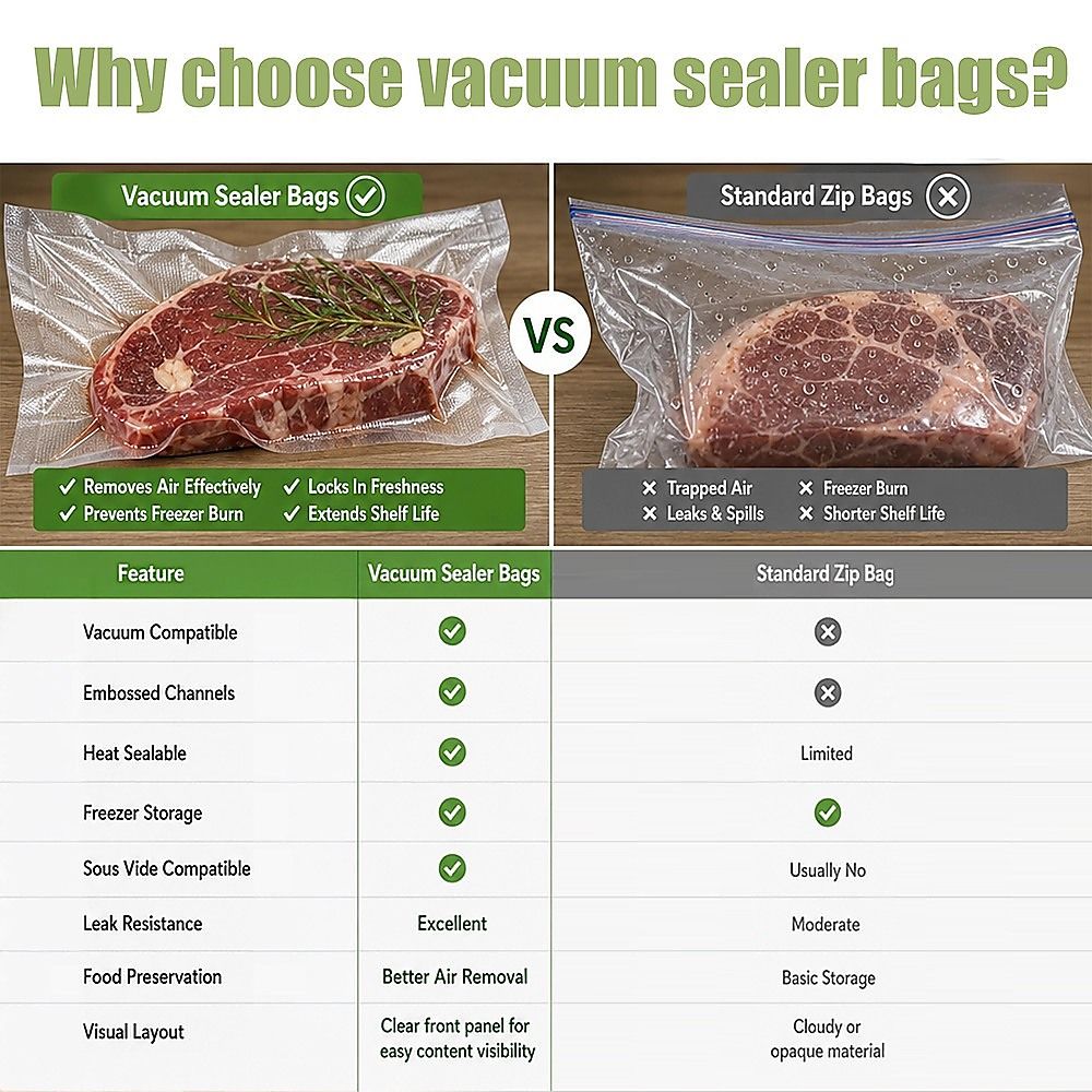 Heavy Duty Vacuum Sealer Bags, 190 Micron, 100 Pack, 28 x 50cm