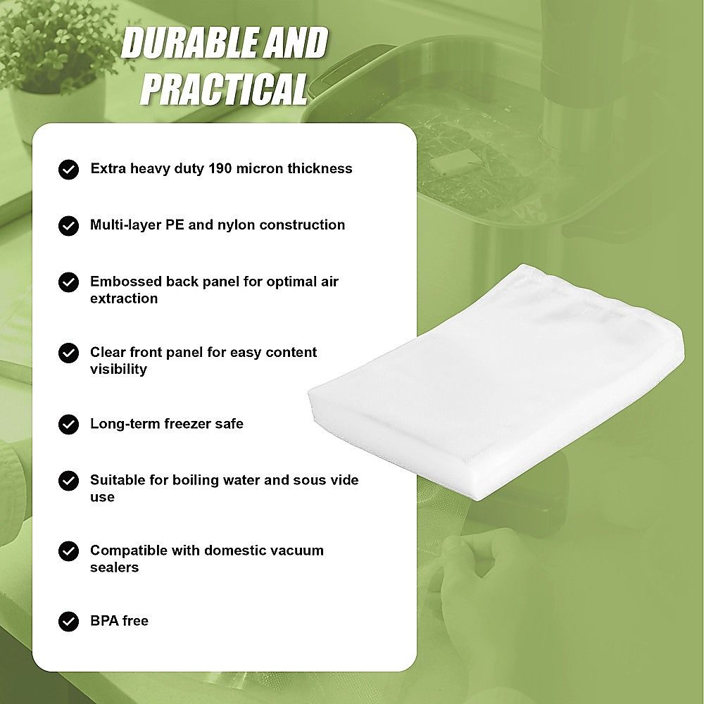 Heavy Duty Vacuum Sealer Bags, 190 Micron, 100 Pack, 28 x 50cm