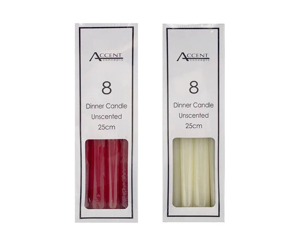 Unscented Dinner Candles, 25cm, Red & Ivory, 192 Pack