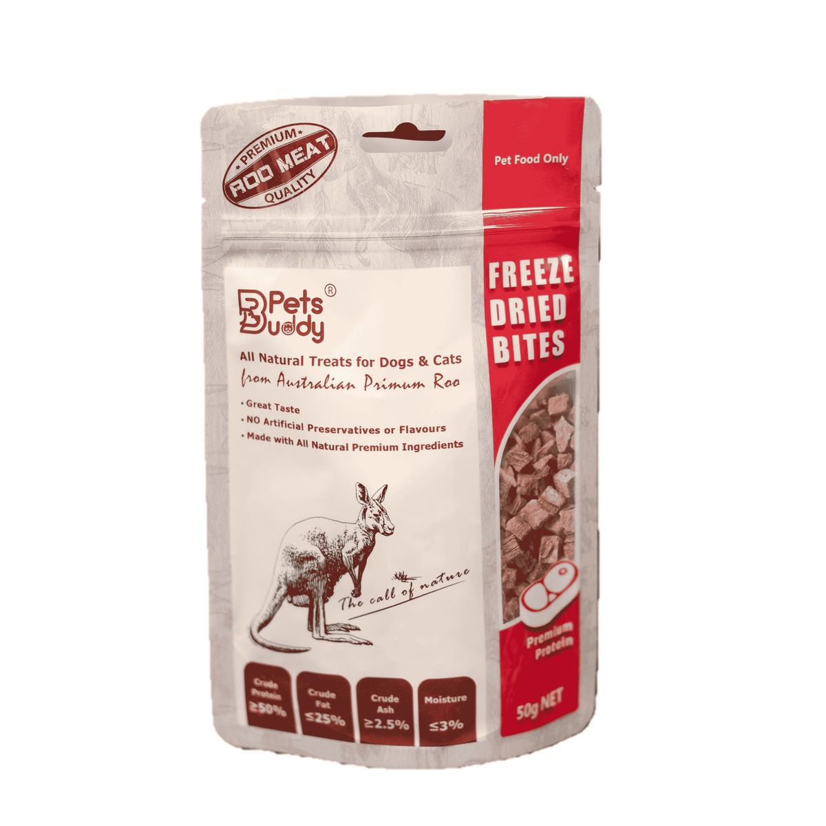 PetsBuddy Freeze-Dried Roo Pet Treats, 50g