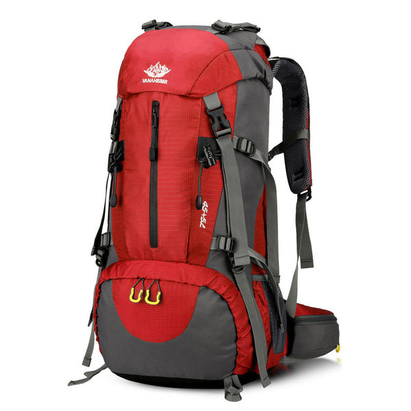 Red 36-55L Outdoor Hiking Backpack - Durable Water Resistant