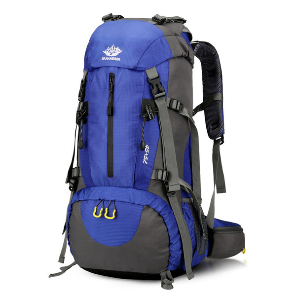 Blue 36-55L Outdoor Hiking Backpack - Durable Water Resistant