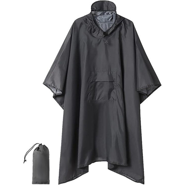 3-in-1 Waterproof Rain Poncho & Emergency Shelter, Grey