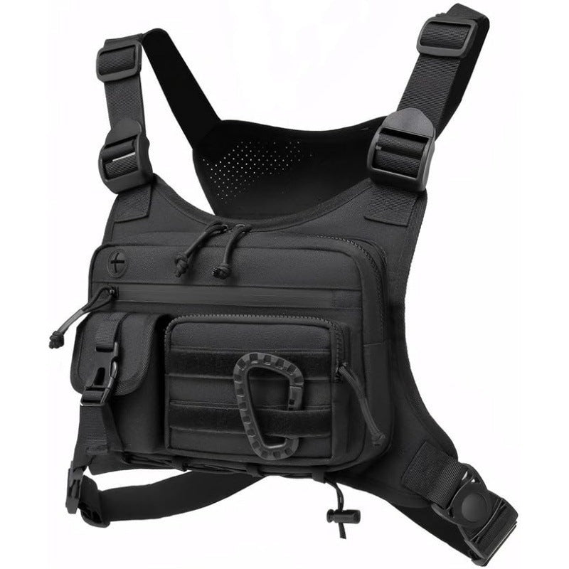 Black Outdoor Tactical Chest Pack – Lightweight Running & Hiking Vest