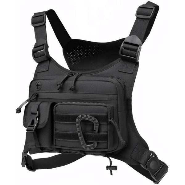 Black Outdoor Tactical Chest Pack – Lightweight Running & Hiking Vest
