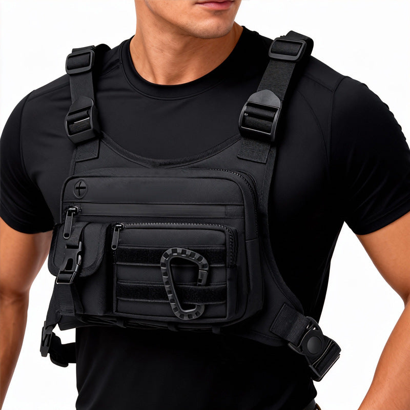 Black Outdoor Tactical Chest Pack – Lightweight Running & Hiking Vest