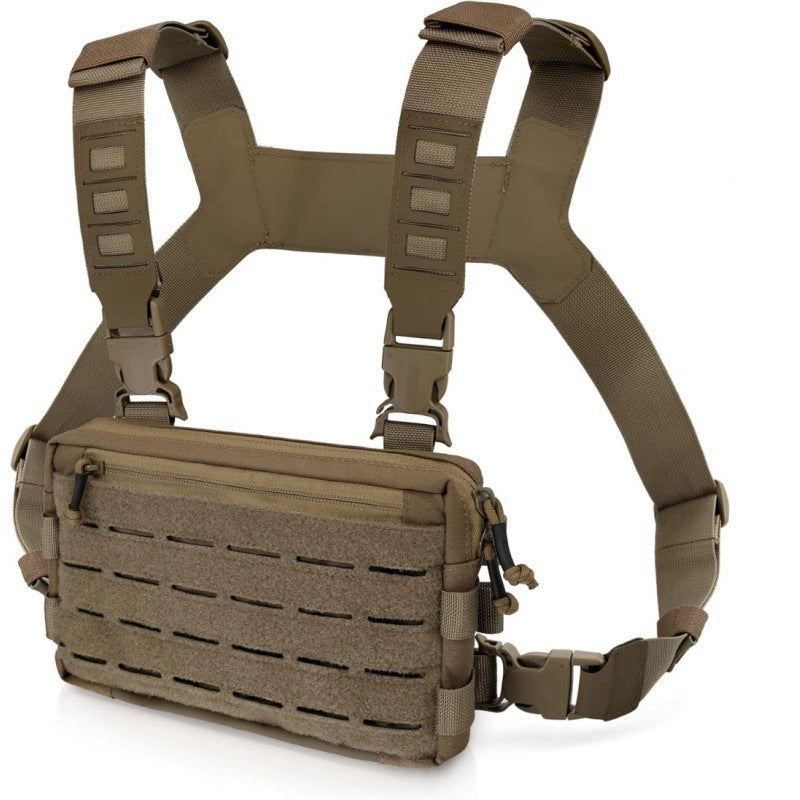 Khaki Minimalist Tactical Chest Rig - Lightweight Recon Pouch