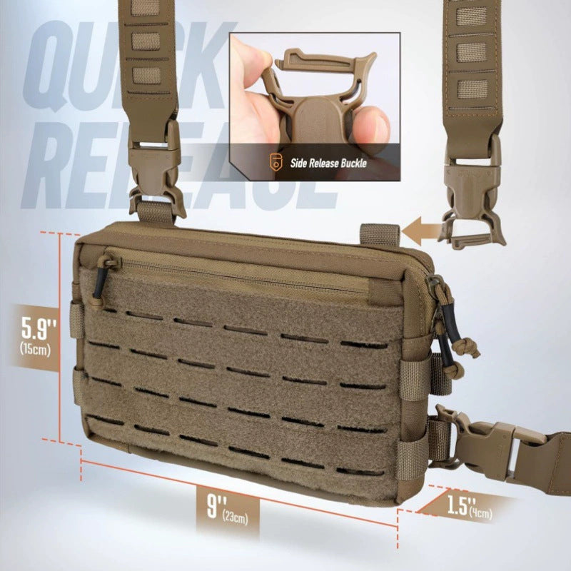Khaki Minimalist Tactical Chest Rig - Lightweight Recon Pouch