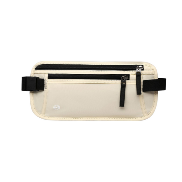 Beige RFID Blocking Slim Anti-Theft Fanny Pack