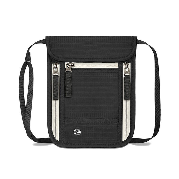 Black and Grey RFID Neck Passport Holder