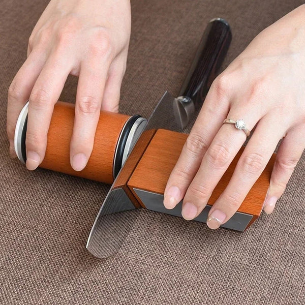 Rolling Knife Sharpener Set with Magnetic Angle Guide, Brown