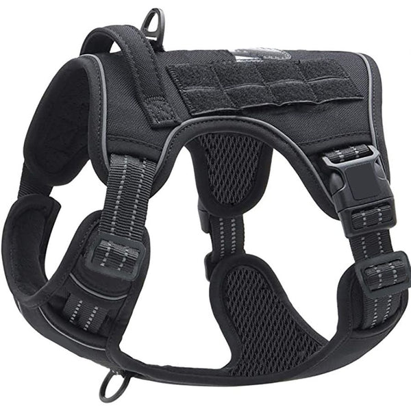 Black Professional Adjustable Tactical Dog Mesh Harness - Small