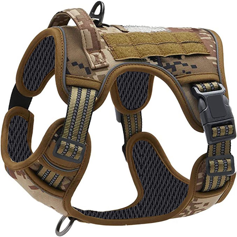 Camouflage Professional Adjustable Tactical Dog Mesh Harness - Small