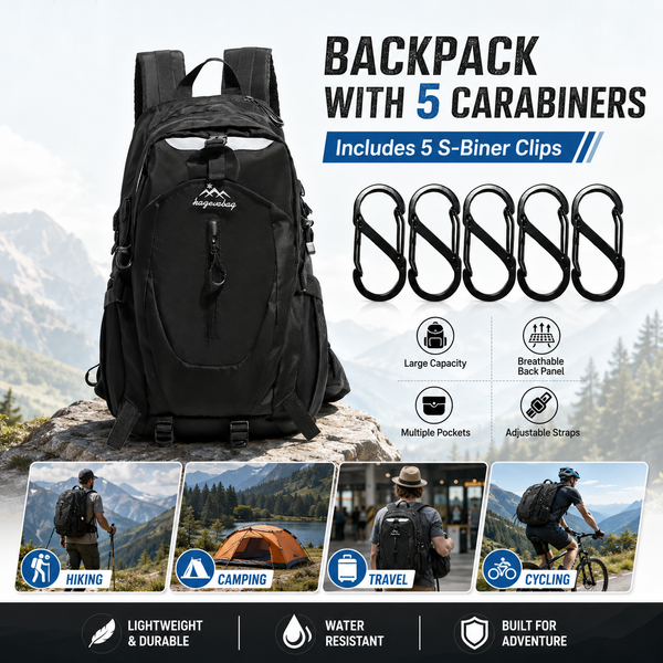 Black Hiking Backpack 36-55L
