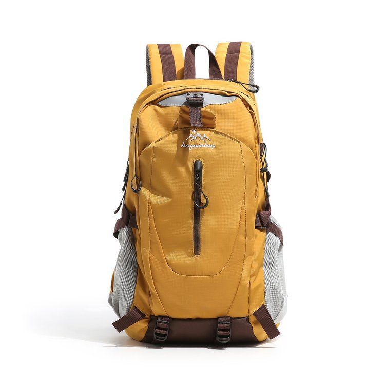 Yellow Outdoor Hiking Backpack - Lightweight Nylon Travel Daypack with Multi Pocket Storage, Water Resistant Design, Breathable Back Support for Trekking Camping Cycling Adventures