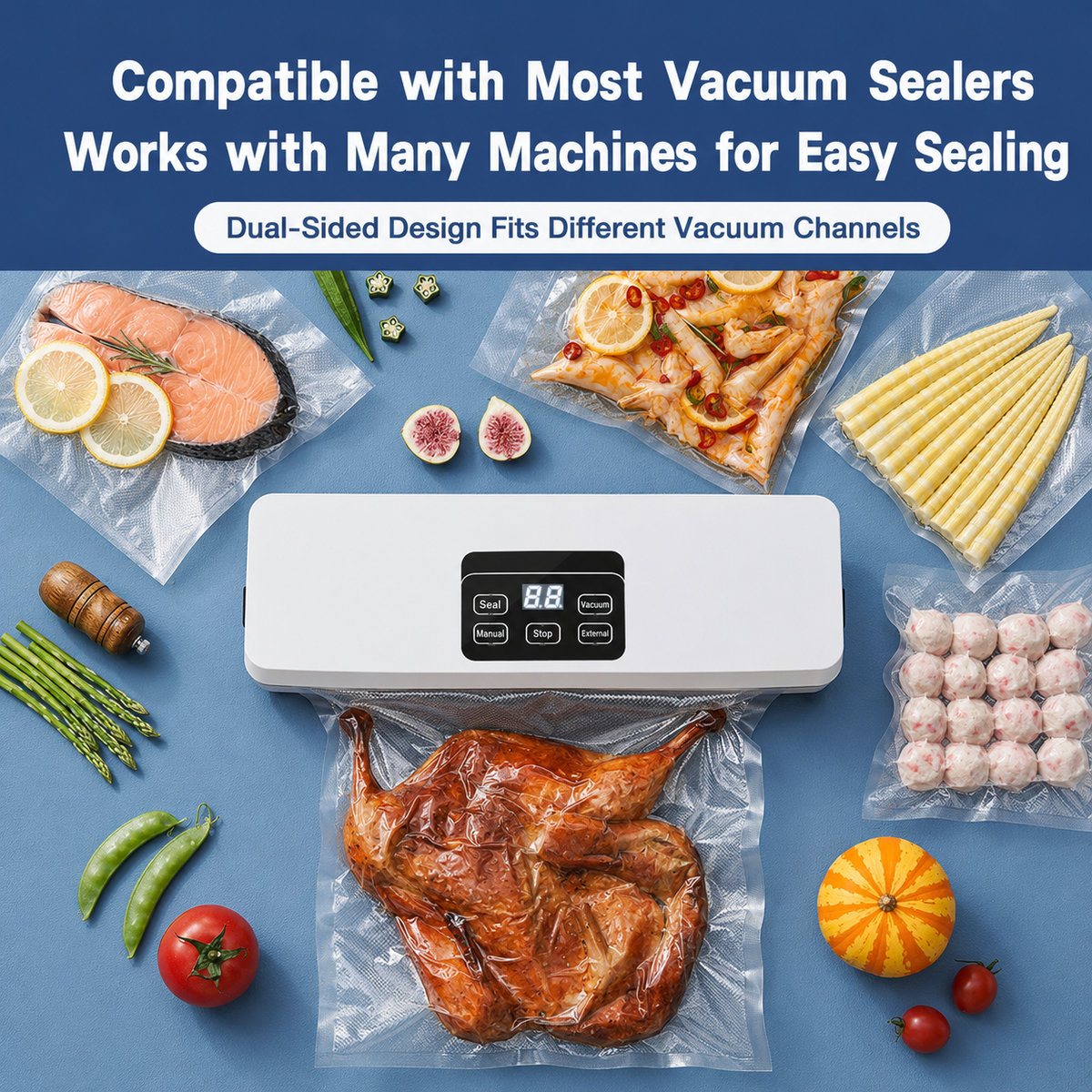 Embossed Vacuum Sealer Bag Rolls, 2 Pack, 12cm x 5m