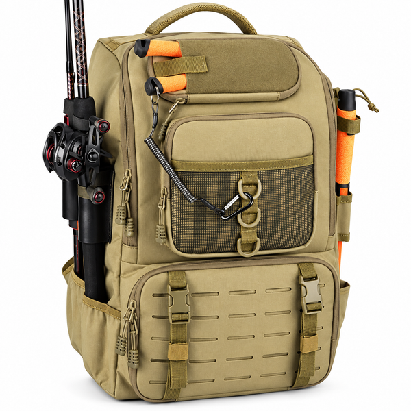 40L Fishing Tackle Backpack, Khaki