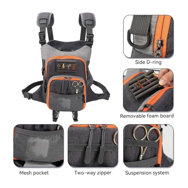 Lightweight Fly Fishing Chest Pack, 28 x 33 cm