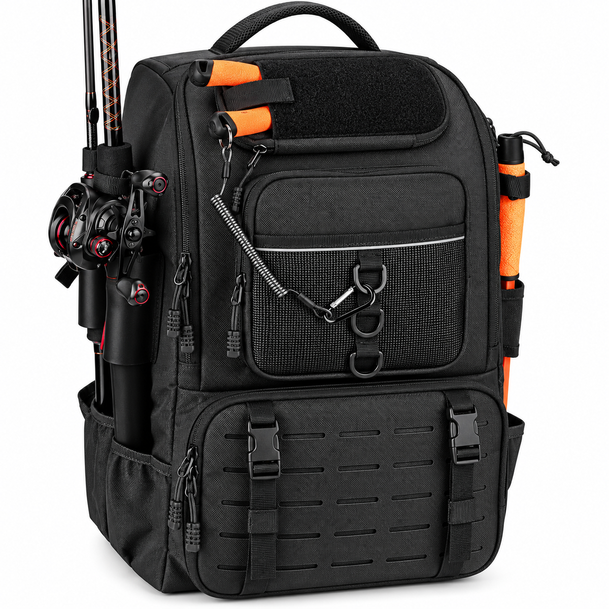 40L Fishing Tackle Backpack, Black