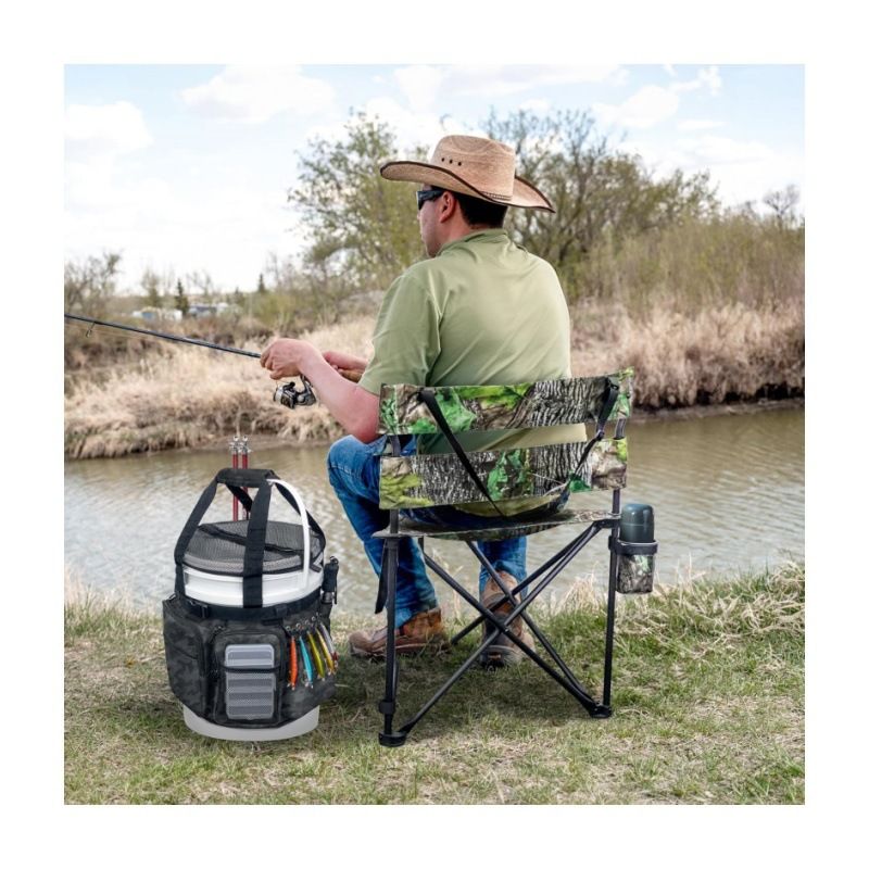 Camouflage Fishing Bucket Storage Wrap & Mesh Cover, 87 x 28 cm