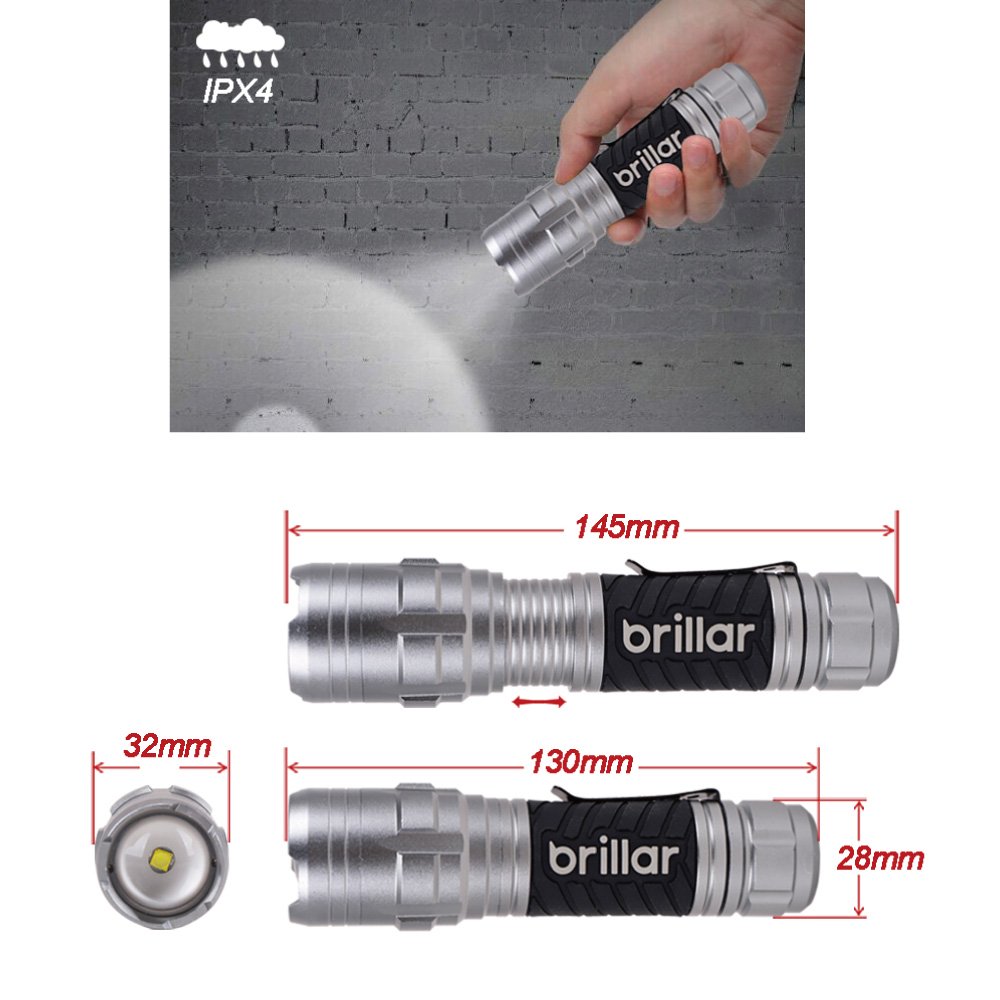 Brillar Mighty Mate 300 Lumen LED Torch, Black