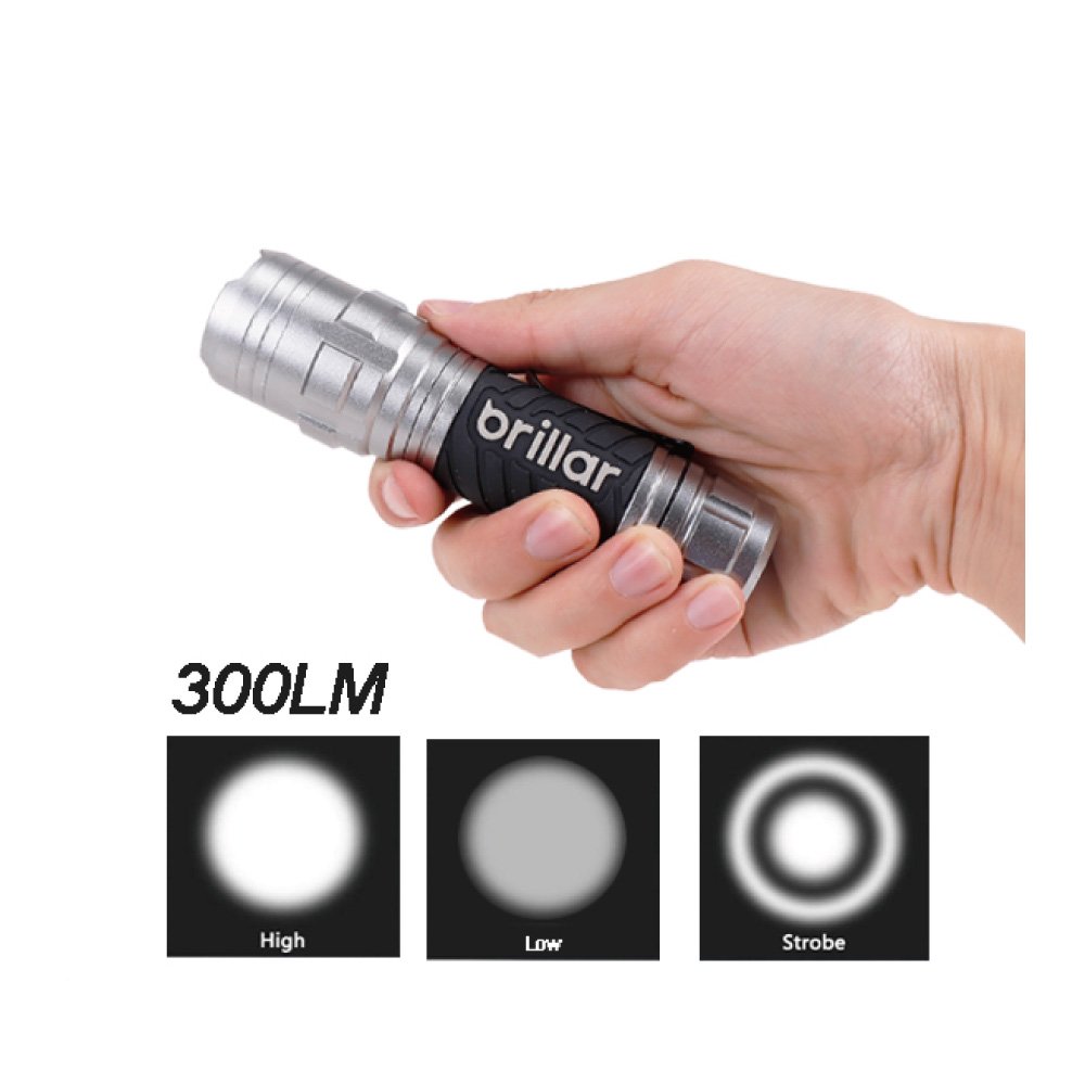 Brillar Mighty Mate 300 Lumen LED Torch, Black
