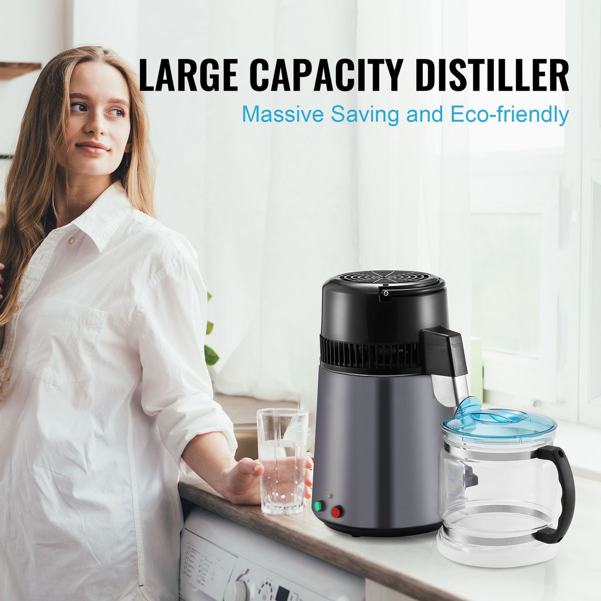 4L Water Distiller, 750W, Stainless Steel Interior, Grey