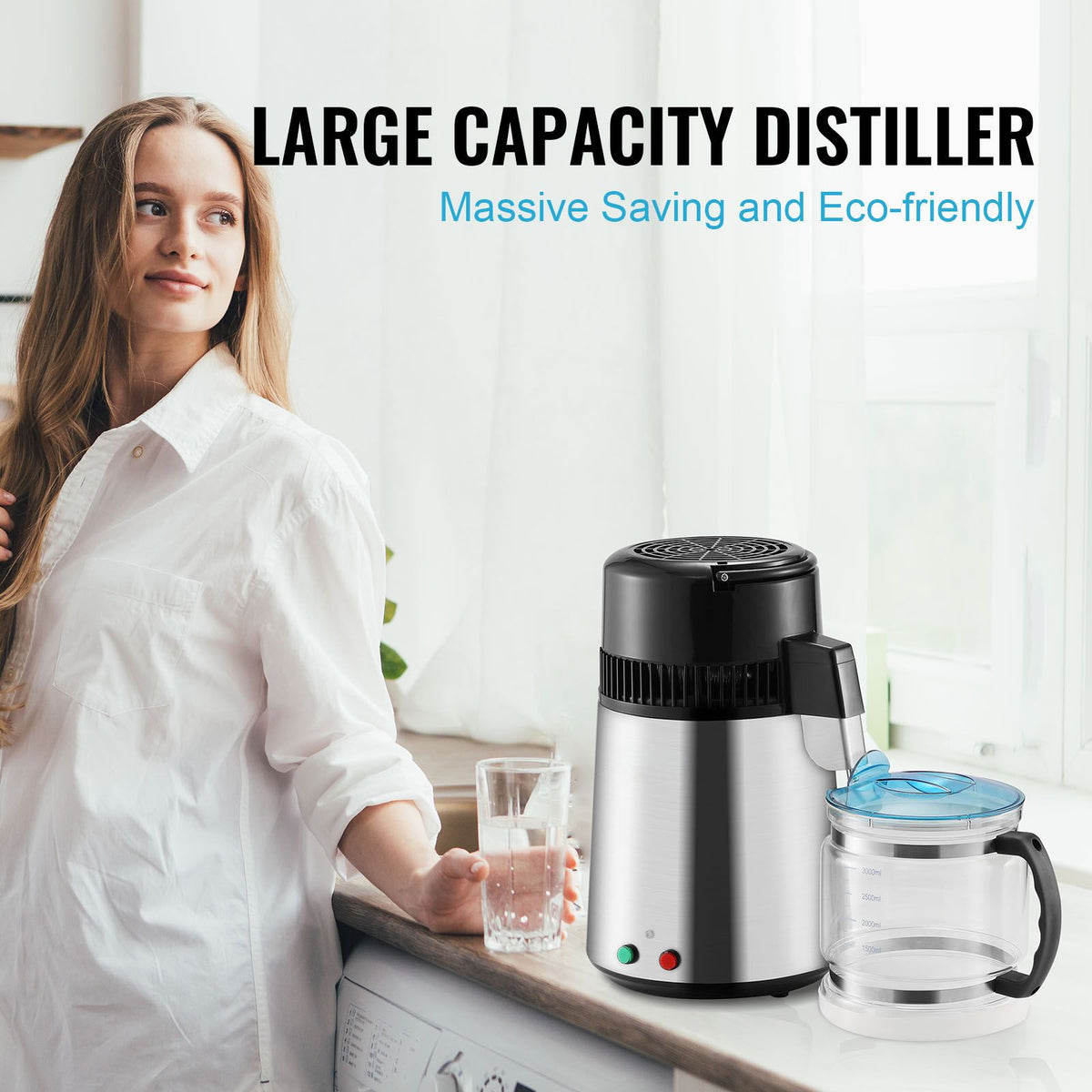4L Water Distiller, 750W, Stainless Steel Interior, Silver