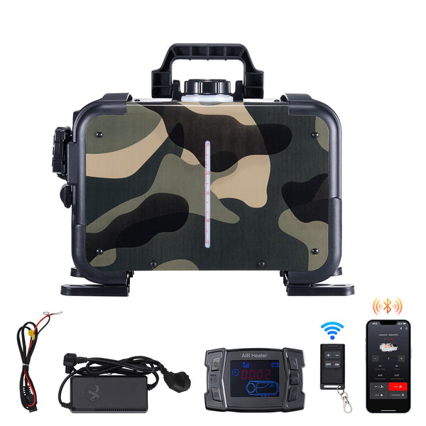 8kW Horizontal Diesel Air Heater, 12V/24V, CO Alarm, Bluetooth App