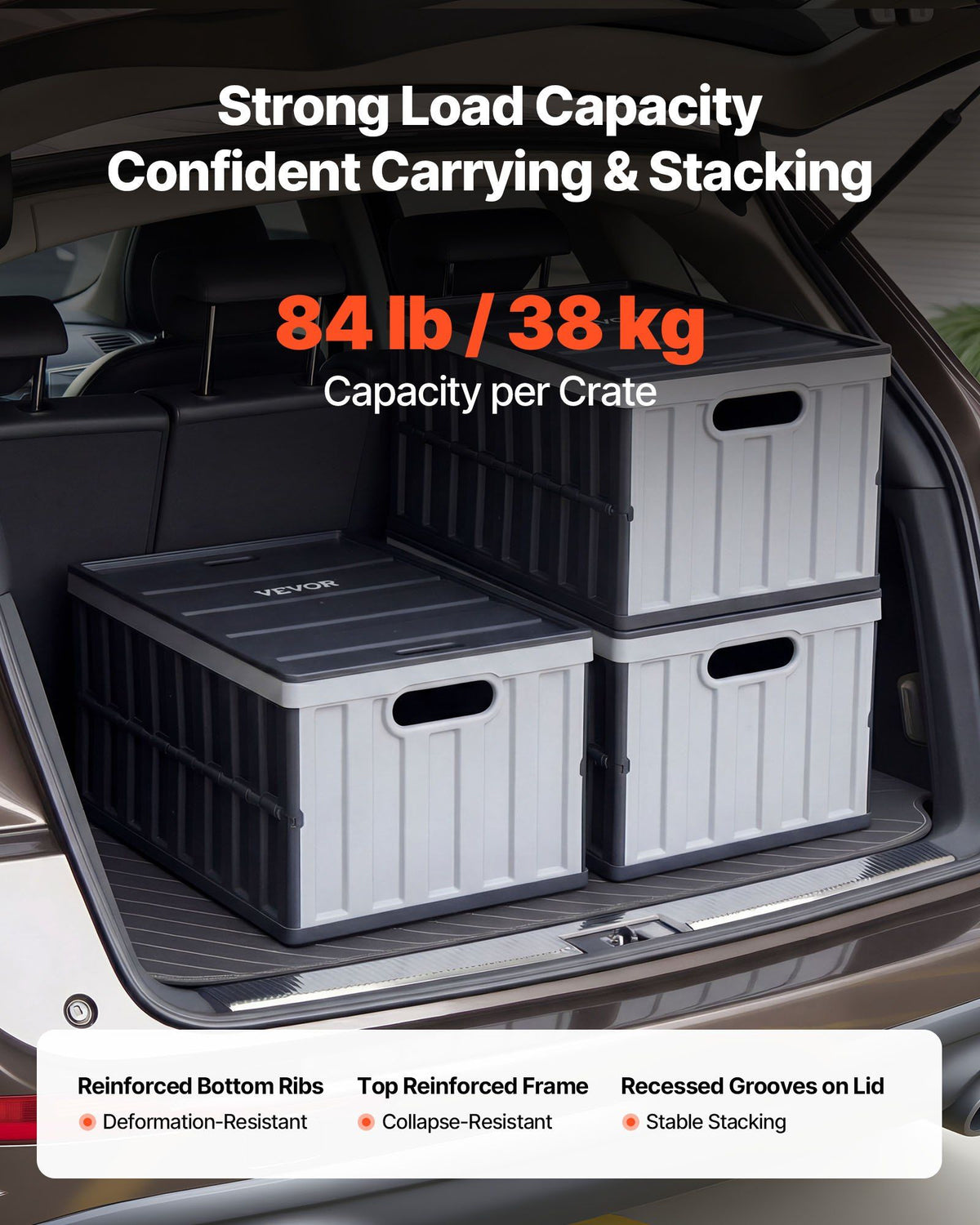 3-Pack 65L Collapsible Storage Crates with Lids – Heavy-Duty, Stackable & Space-Saving – image 6