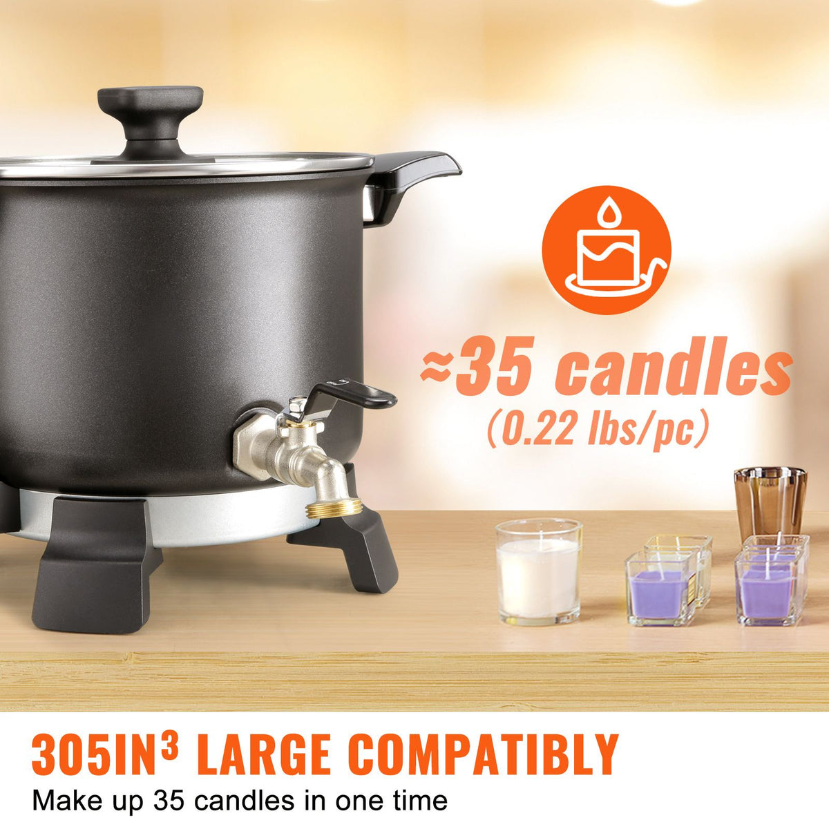 Electric Wax Melter with Pour Spout and Accessories, 5L, 1200W