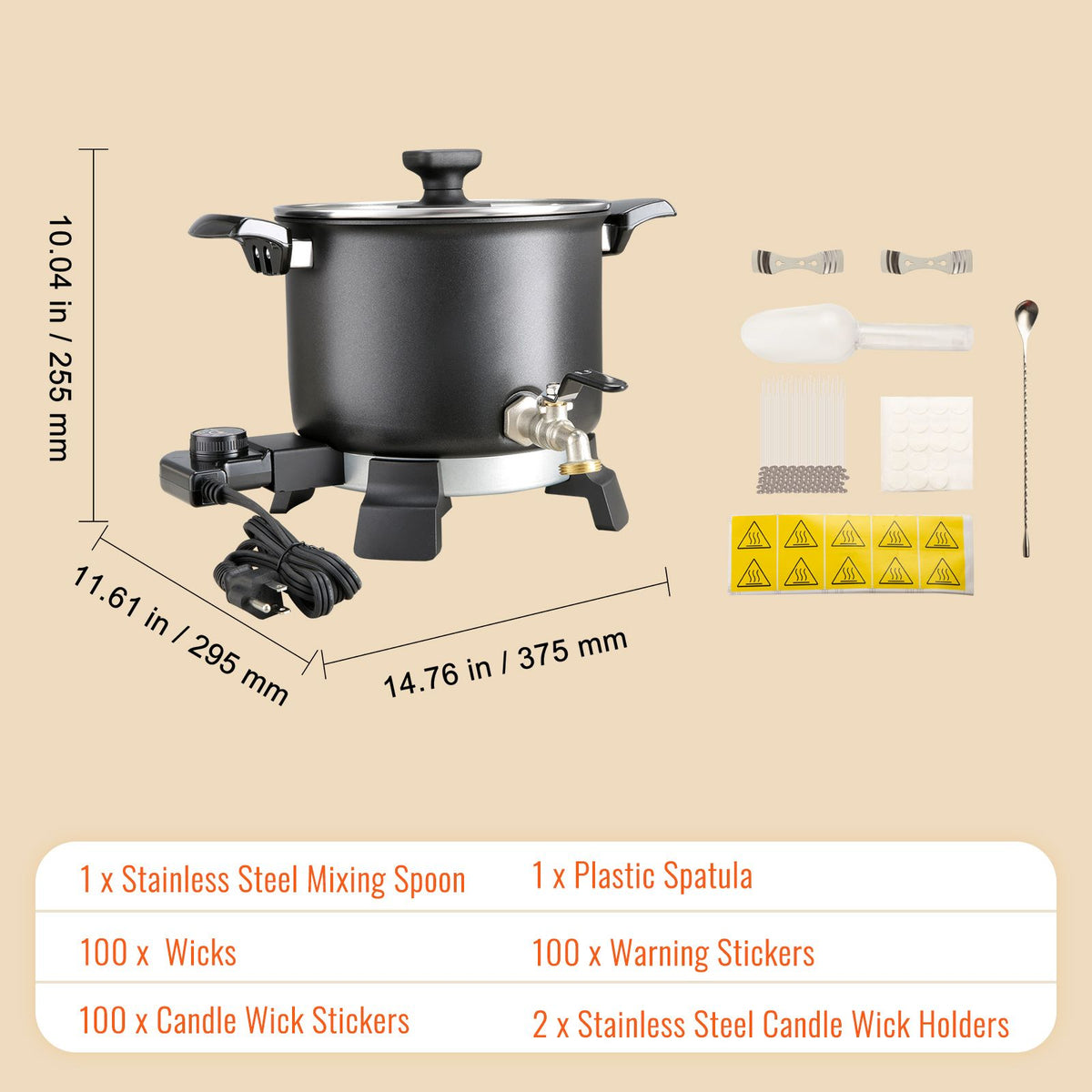 Electric Wax Melter with Pour Spout and Accessories, 5L, 1200W