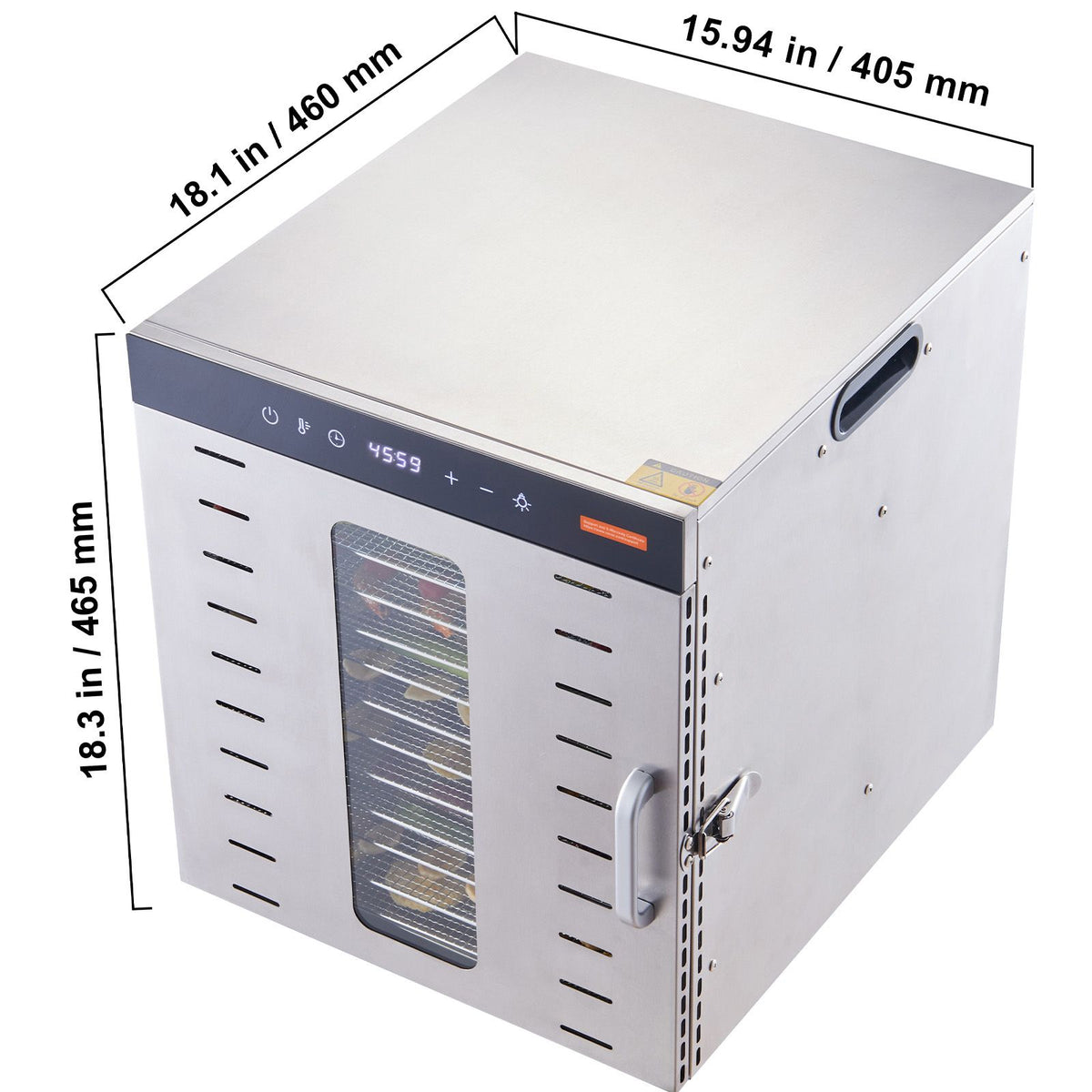 Food Dehydrator, 10 Stainless Trays, 1000W, 30-90°C, 48-Hour Timer