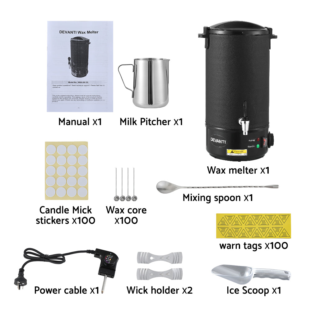 Devanti Electric Wax Melter with Pour Spout, 10L, Black