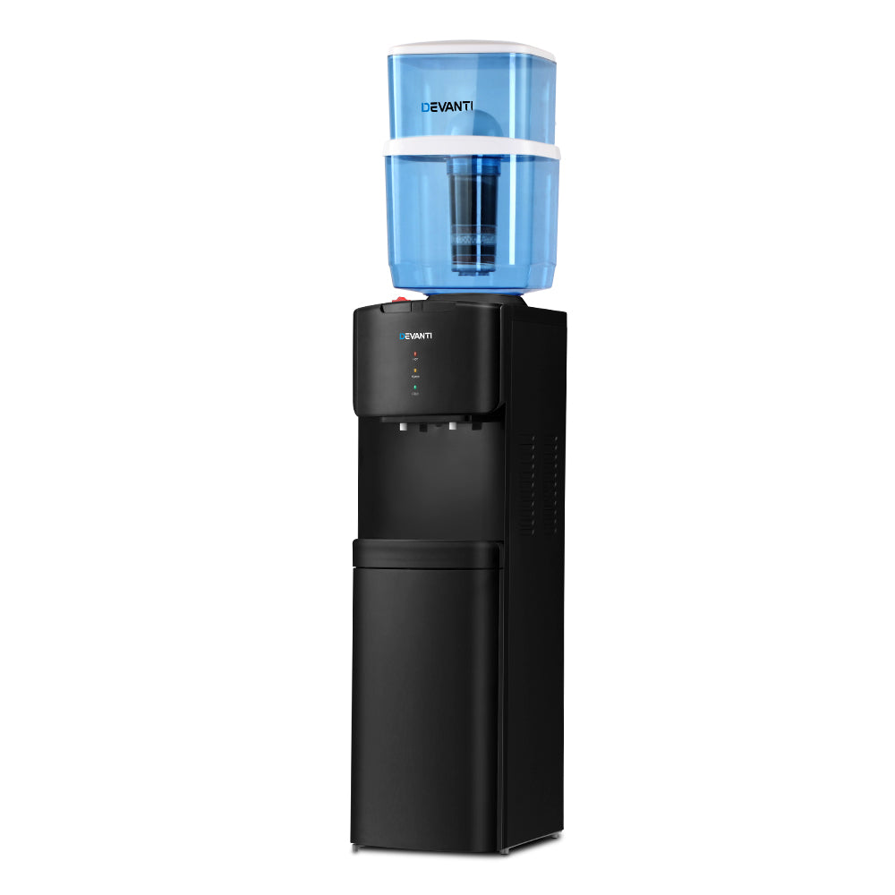 Devanti Water Cooler Dispenser with 22L Filter Bottle, Hot and Cold, Black