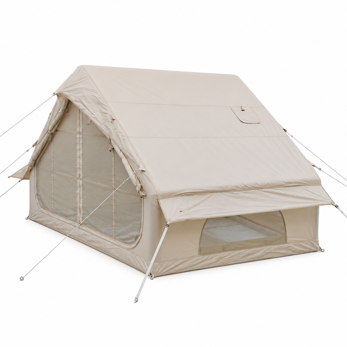 Weisshorn Inflatable A-Frame Glamping Tent with Wide Side Opening, 300 x 210 cm, Khaki