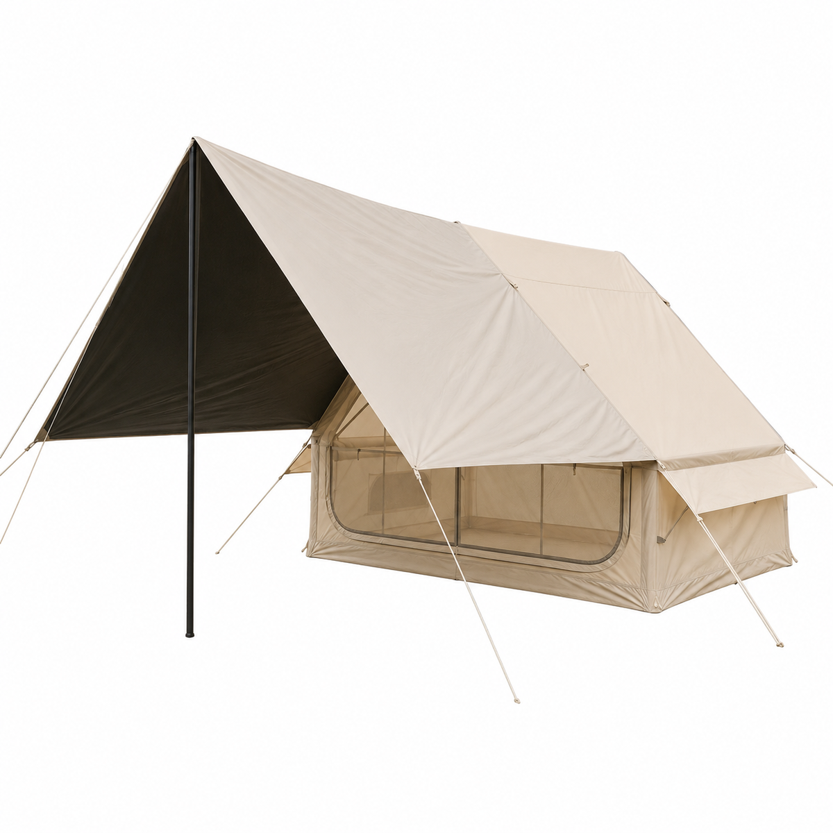 Weisshorn Inflatable A-Frame Basecamp Tent with Extended Side Awning, Khaki
