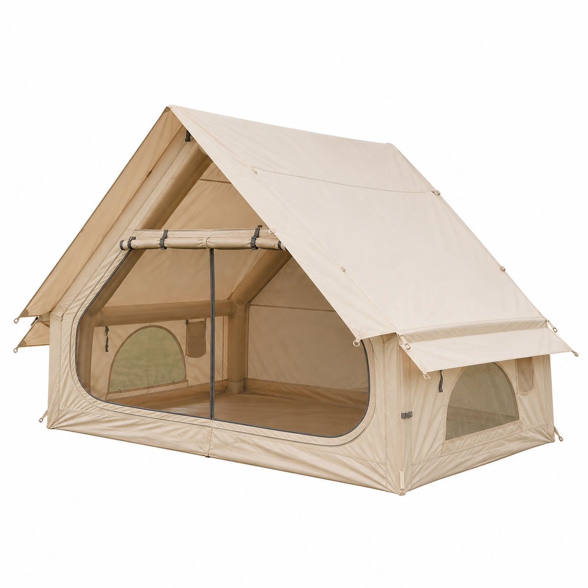 Weisshorn Inflatable A-Frame Basecamp Tent with Extended Side Awning, Khaki