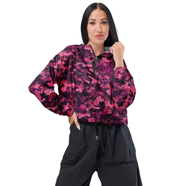 89 Apparel Pink Camo Women’s cropped windbreaker