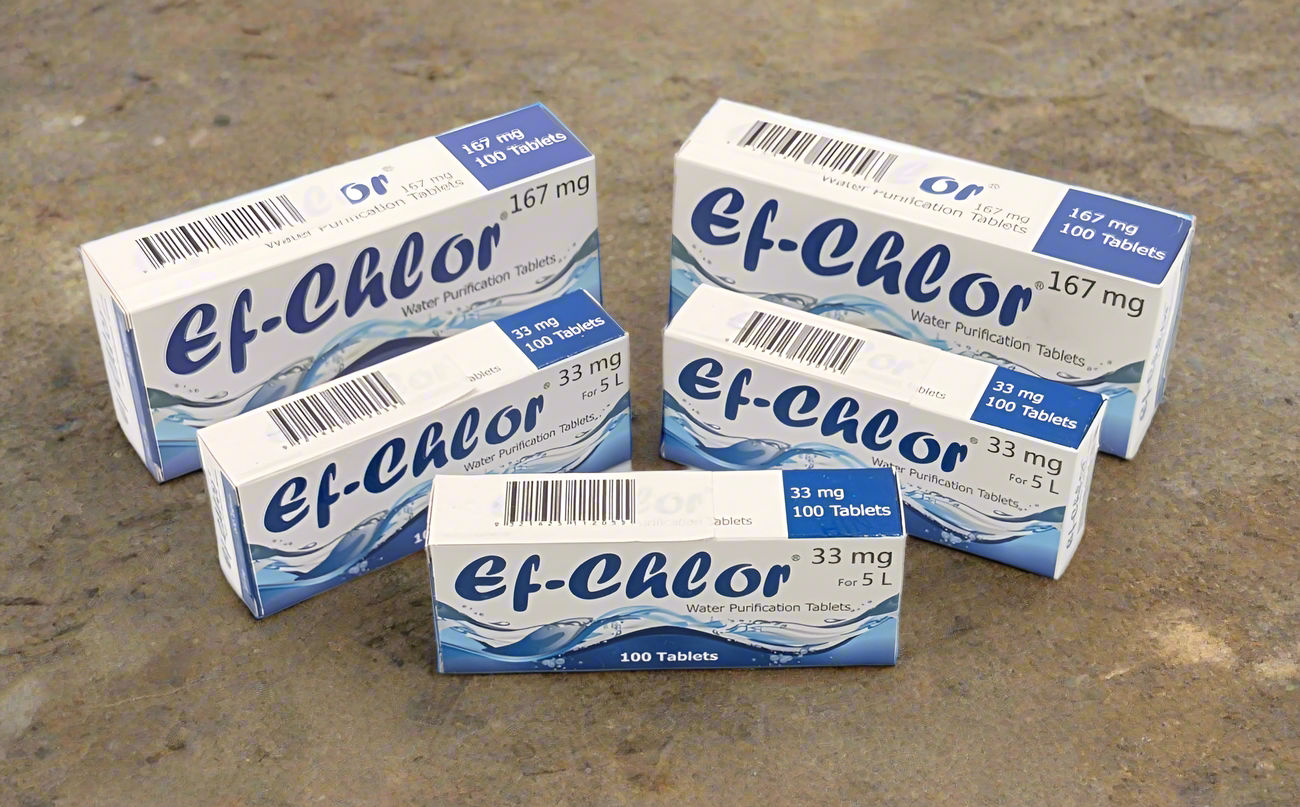 EF-Chlor Water Purification Tablets - 3.5mg, 33mg, 167mg,1.67gm - PrepPro Australia