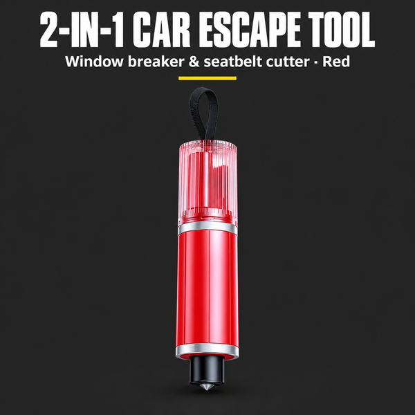 2-in-1 Car Window Breaker & Seatbelt Cutter, Red