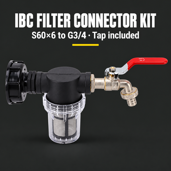 IBC Tank Filter Connector Kit, S60x6 to G3/4 Female, with Faucet and Nipple