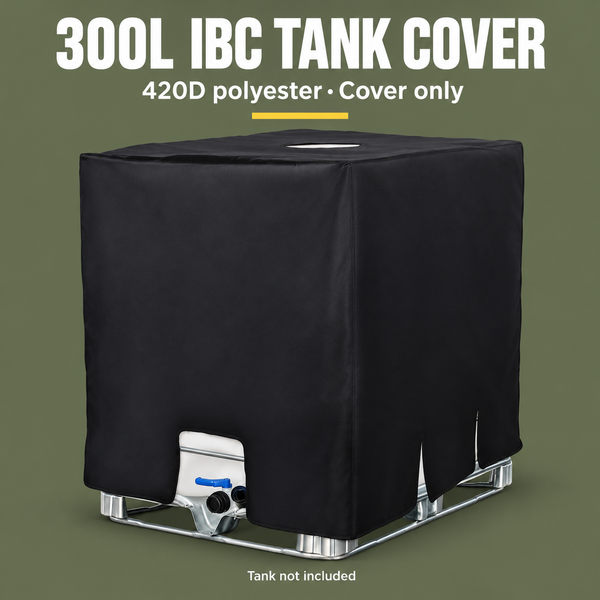 300L IBC Tank Cover, 420D Polyester with Drawstring, 81 x 61 x 100 cm