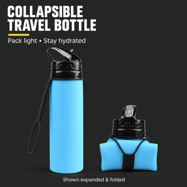 Collapsible Travel Water Bottle, BPA-Free, Blue