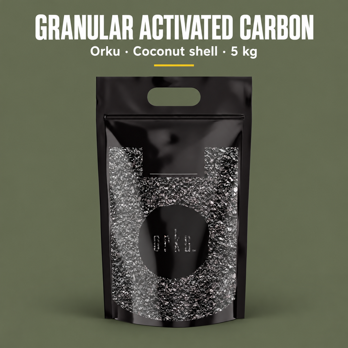Orku Granular Activated Carbon (GAC), Coconut Shell Filter Media, 5kg