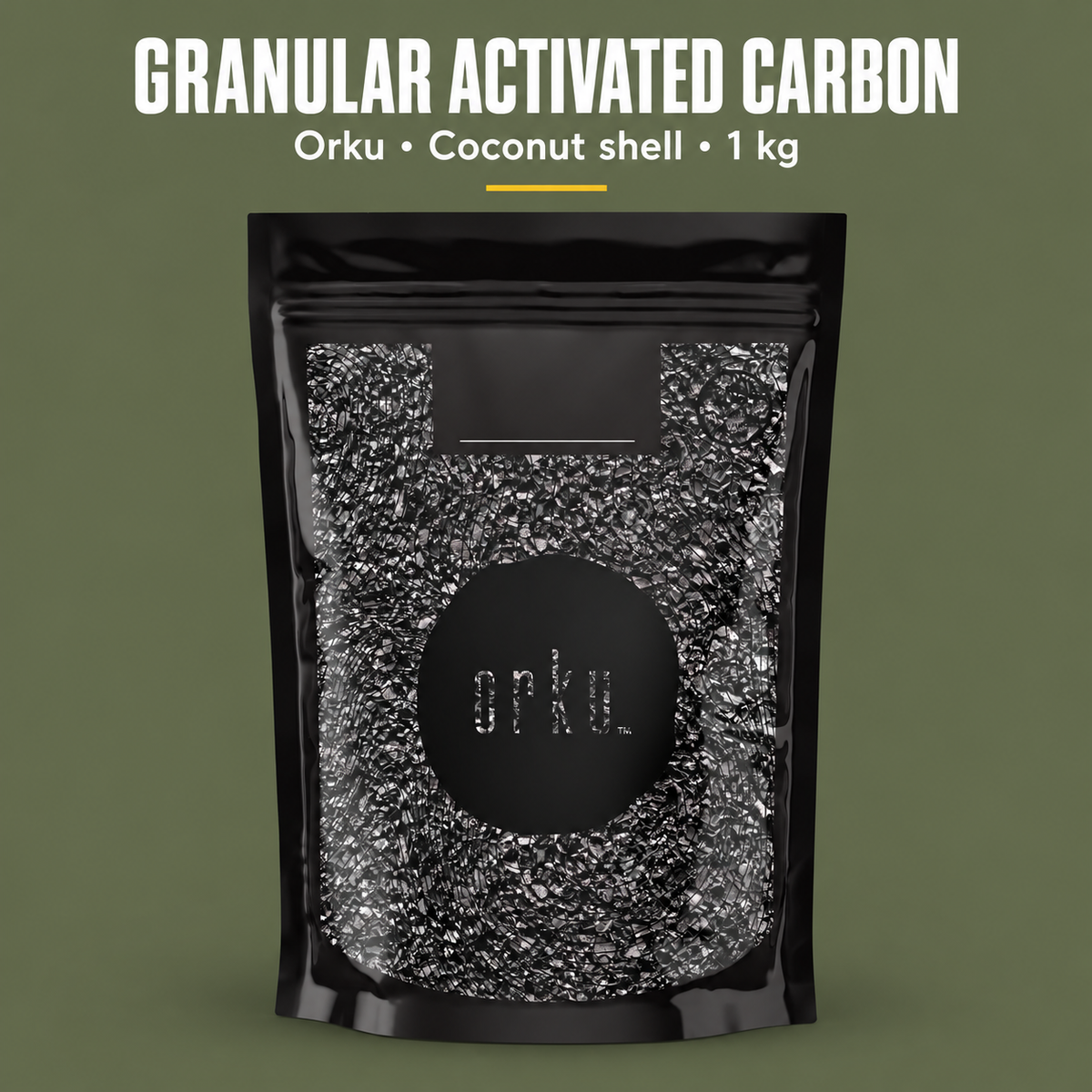 Orku Granular Activated Carbon (GAC), Coconut Shell Filter Media, 1kg