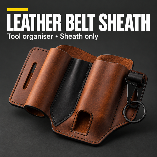 Leather Belt Sheath – Multi‑Tool Utility Holster | PrepPro